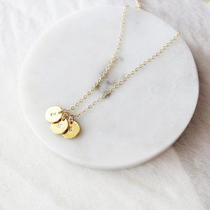 3 coin/Initial Necklace, Personalized Necklace